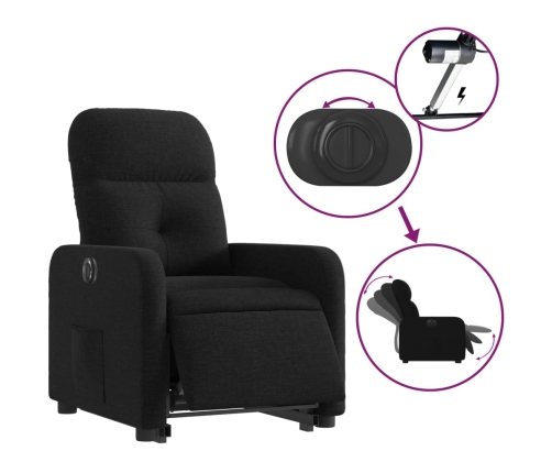 Sillón eléctrico reclinable elevable de tela negro