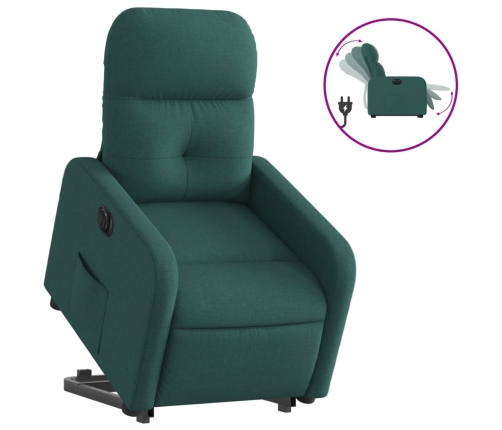 Sillón eléctrico reclinable elevable de tela verde oscuro