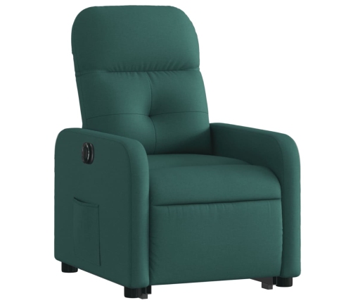 Sillón eléctrico reclinable elevable de tela verde oscuro