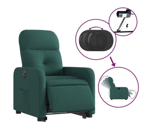 Sillón eléctrico reclinable elevable de tela verde oscuro