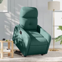 Sillón eléctrico reclinable elevable de tela verde oscuro