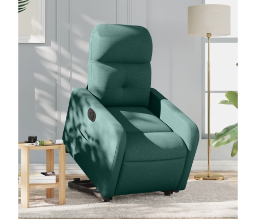 Sillón eléctrico reclinable elevable de tela verde oscuro