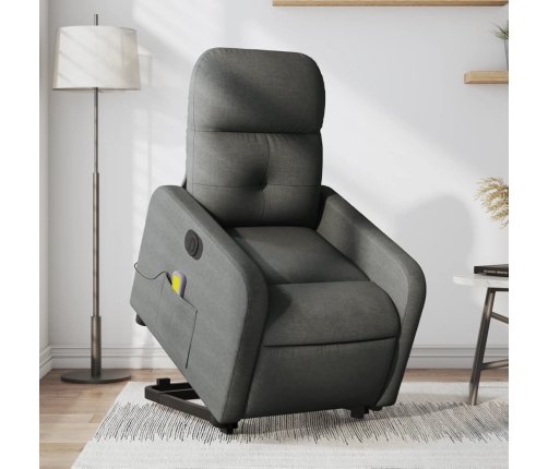 Sillón de masaje eléctrico reclinable elevable tela gris oscuro