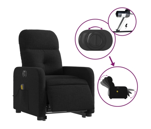 Sillón de masaje eléctrico reclinable elevable tela negro