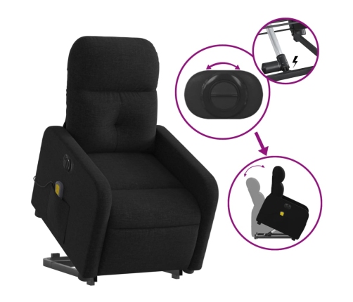 Sillón de masaje eléctrico reclinable elevable tela negro