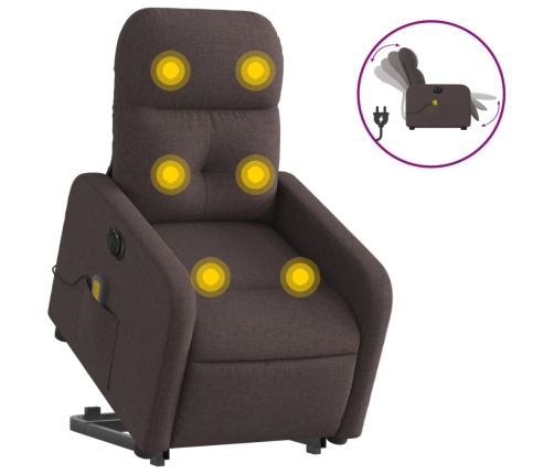 Sillón masaje eléctrico reclinable elevable tela marrón oscuro