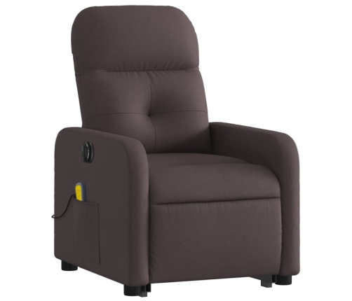 Sillón masaje eléctrico reclinable elevable tela marrón oscuro