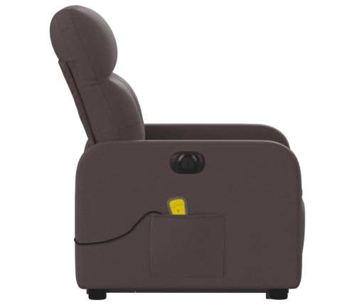 Sillón masaje eléctrico reclinable elevable tela marrón oscuro