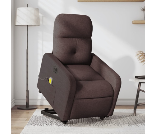 Sillón masaje eléctrico reclinable elevable tela marrón oscuro