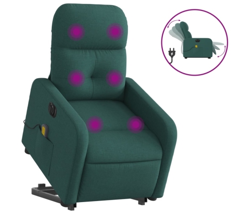 Sillón masaje eléctrico reclinable elevable tela verde oscuro