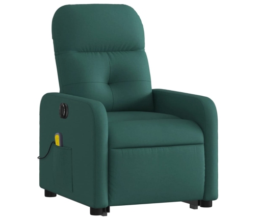 Sillón masaje eléctrico reclinable elevable tela verde oscuro