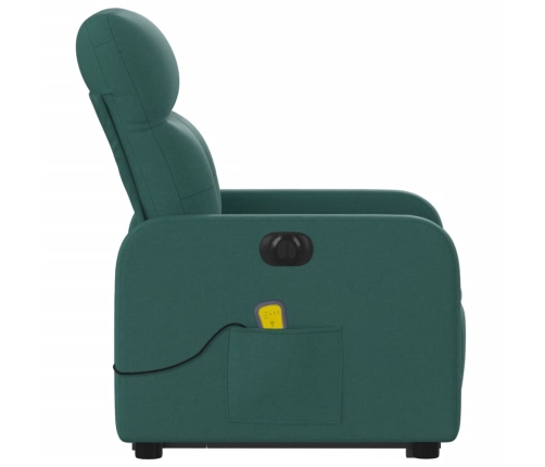 Sillón masaje eléctrico reclinable elevable tela verde oscuro