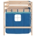 Cama alta para niños con cortinas madera pino azul 80x200 cm