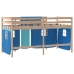 Cama alta para niños con cortinas madera pino azul 80x200 cm