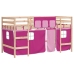 vidaXL Cama alta para niños con cortinas madera pino rosa 80x200 cm