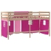 vidaXL Cama alta para niños con cortinas madera pino rosa 80x200 cm