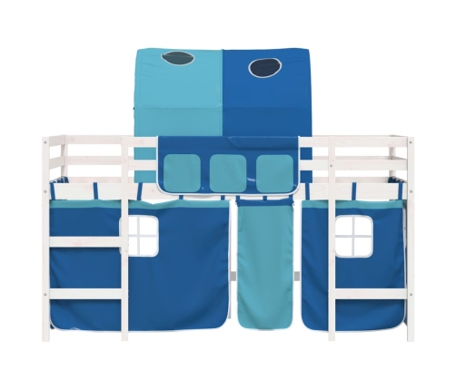 Cama alta para niños con túnel madera pino azul 80x200 cm