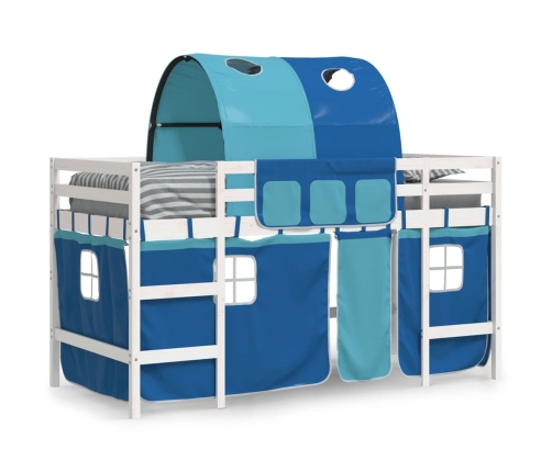 Cama alta para niños con túnel madera pino azul 90x200 cm