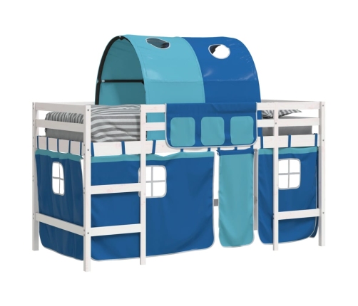 Cama alta para niños con túnel madera pino azul 90x200 cm