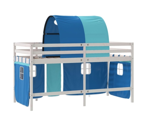 Cama alta para niños con túnel madera pino azul 90x200 cm