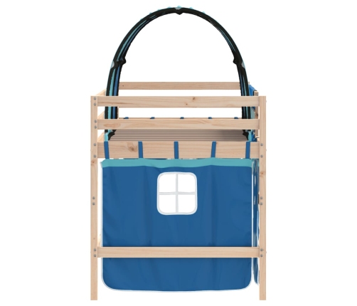 Cama alta para niños con túnel madera pino azul 90x190 cm