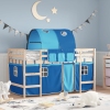 Cama alta para niños con túnel madera pino azul 90x190 cm