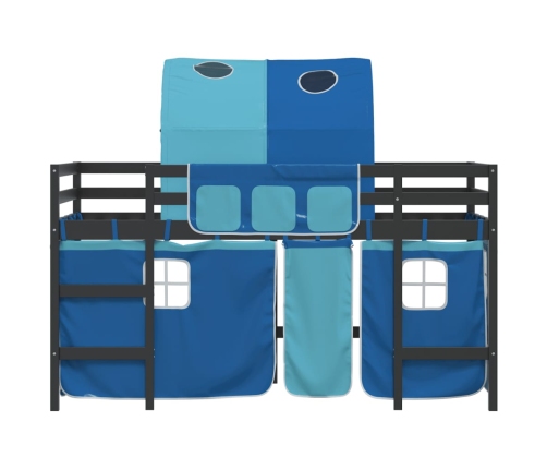 Cama alta para niños con túnel madera pino azul 90x190 cm