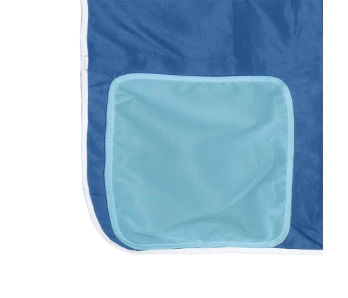 Cama alta para niños con cortinas madera pino azul 90x200 cm