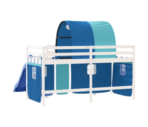 Cama alta para niños con túnel madera pino azul 90x190 cm