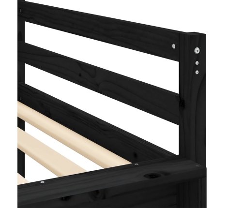 Cama alta niños con túnel madera pino blanco negro 90x190 cm