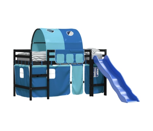 Cama alta para niños con túnel madera pino azul 90x190 cm