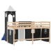 Cama alta niños con torre madera pino blanco negro 80x200 cm