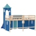 Cama alta para niños con torre madera pino azul 90x190 cm