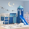 Cama alta para niños con torre madera pino azul 90x190 cm