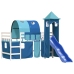 Cama alta para niños con torre madera pino azul 80x200 cm