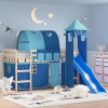 Cama alta para niños con torre madera pino azul 90x200 cm