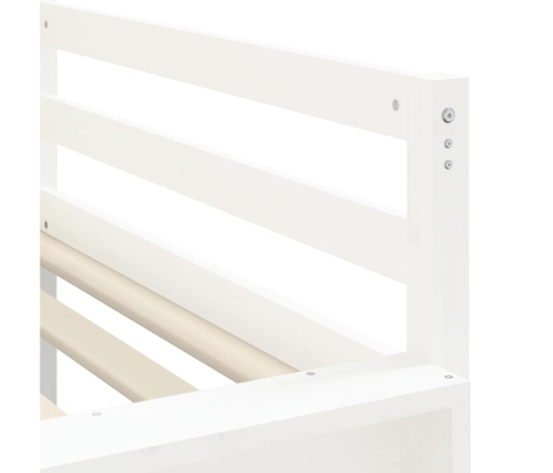 Cama alta niños con torre madera pino blanco negro 90x190 cm