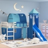 Cama alta para niños con torre madera pino azul 90x190 cm