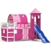 Cama alta para niños con torre madera pino rosa 90x190 cm