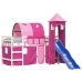 Cama alta para niños con torre madera pino rosa 90x190 cm