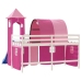 Cama alta para niños con torre madera pino rosa 90x190 cm