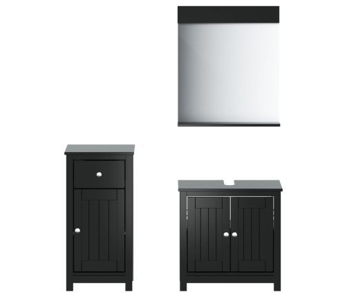 Juego de muebles de baño BERG 3 pzas madera maciza pino negro