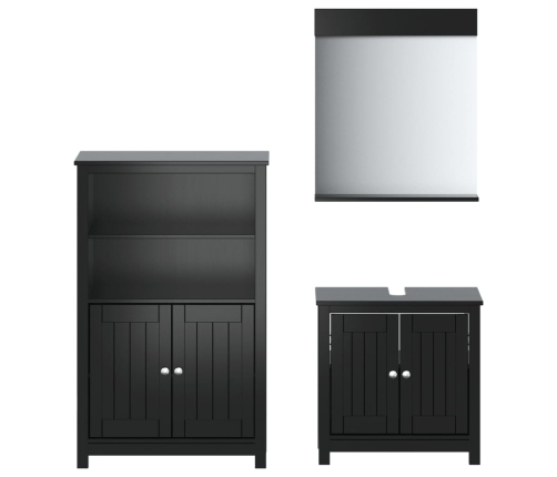 Juego de muebles de baño BERG 3 pzas madera maciza pino negro