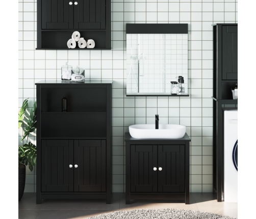 Juego de muebles de baño BERG 3 pzas madera maciza pino negro