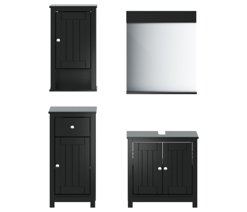 Juego de muebles de baño BERG 4 pzas madera maciza pino negro