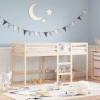 Cama alta de niños escalera madera maciza pino 80x200 cm