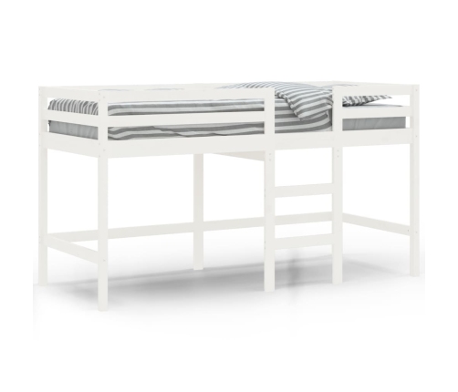 Cama alta de niños escalera madera maciza pino blanco 80x200 cm