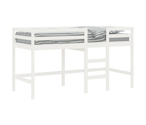 Cama alta de niños escalera madera maciza pino blanco 80x200 cm