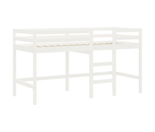 Cama alta de niños escalera madera maciza pino blanco 80x200 cm