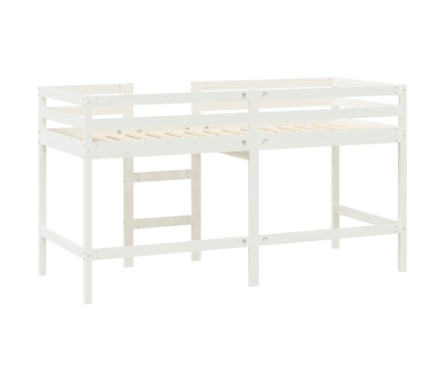 Cama alta de niños escalera madera maciza pino blanco 80x200 cm